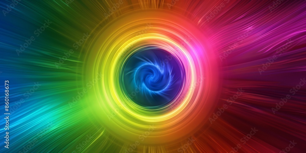 Poster rgb soft colours in a circle shape, expanding from the centre of the image all the way to the edges 