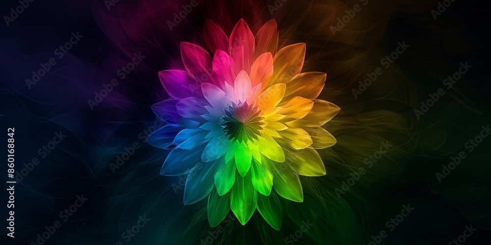 Poster rgb soft colours in a circle shape, expanding from the centre of the image all the way to the edges 