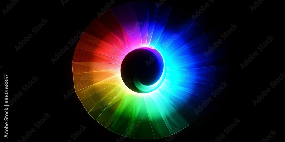 Poster rgb soft colours in a circle shape, expanding from the centre of the image all the way to the edges 