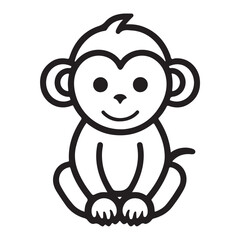 monkey single Line Icon Vector Design outline
