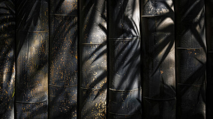 Dark green aesthetic bamboo background. Natural texture. Presentation template. Generative AI