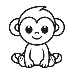 monkey single Line Icon Vector Design outline
