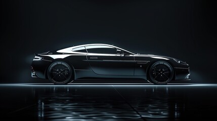 Fototapeta premium Black Sports Car in a Dark Setting