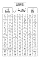 99 Names Of Allah, Asma Ul Husna, Names Of Allah. Islamic Names of Allah Vector 
