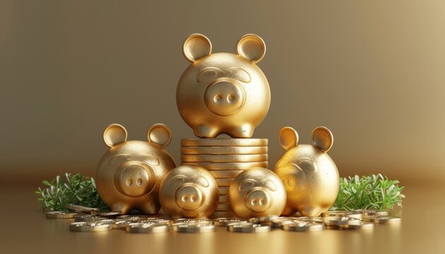 3D annuities, financial products for retirement, isolated on a solid background