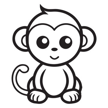 monkey single Line Icon Vector Design outline

