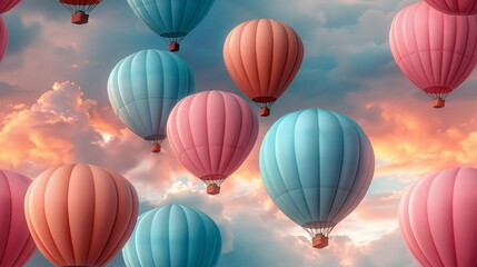 seamless pattern travel ballons colorfull 3D