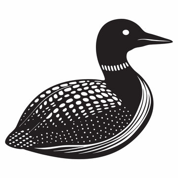 recommend clip art: loon silhouette black and white illustration