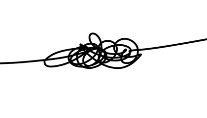 Doodle line art inspired by tangled and messy thread with black color yarn and strap that can be use for social media, wallpaper, etc