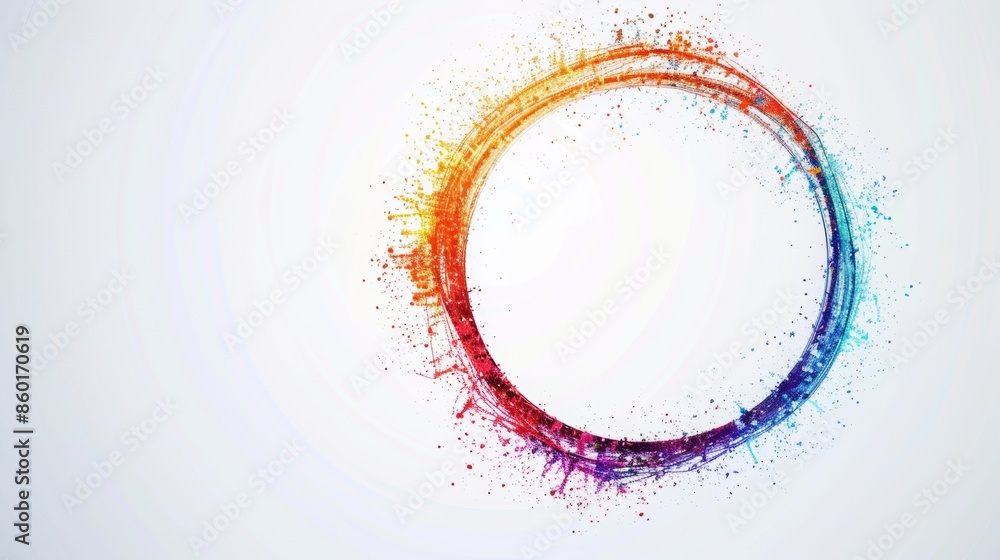 Poster simple circular abstract movie logo introduction screen, white background, highlighting animation as