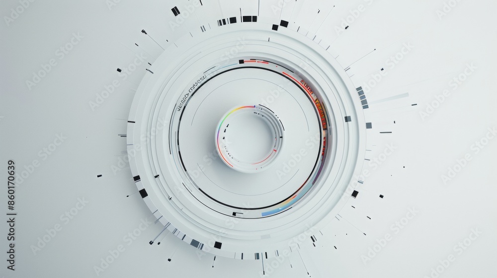 Poster simple circular abstract movie logo introduction screen, white background, highlighting animation as