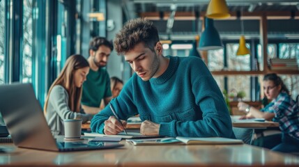 Students studying in a library