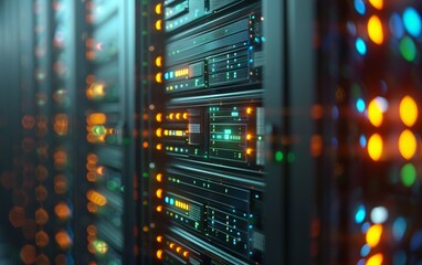3D render of data servers, storing vast amounts of financial data, isolated on a solid background