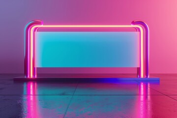 A neon sign is lit up on background