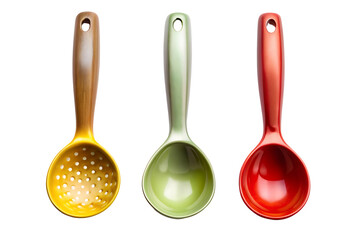 Set of Colorful Slotted spoon Isolated on Transparent Background, Collection of Slotted spoon

