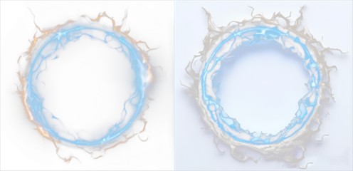 Blue lightning ring circle frame on transparent background