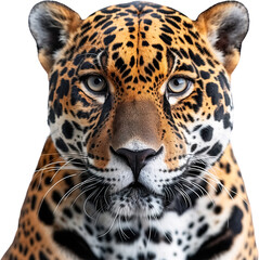 Obraz premium close up of a Jaguar isolated on white background, Jaguar png no background isolated on transparent, Jaguar half body