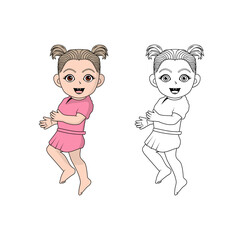 Baby Girl Cartoon Character Design Illustration vector eps format , suitable for your design needs, logo, illustration, animation, etc.