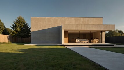 Fototapeta premium minimalist modern house exterior with the organic simplicity
