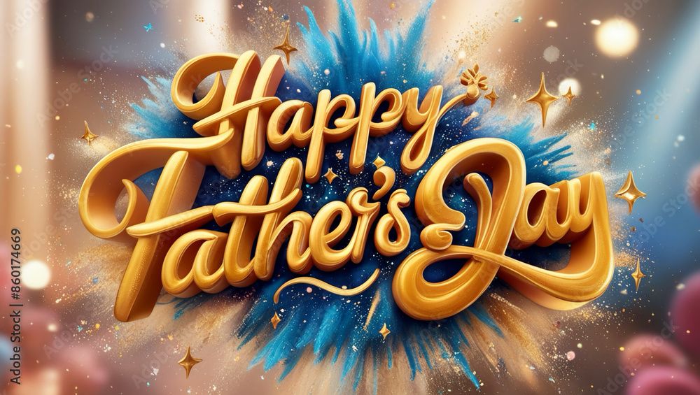 Fototapete a vibrant 'happy father's day' animation text crafted with 3d digital calligraphy in a playful, hand