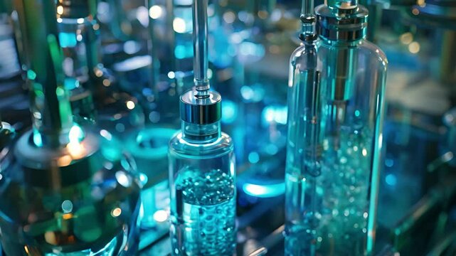 Pharmaceutical production line process in glass tubes