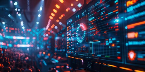 Obraz premium Futuristic Cyber Interface in a Lively Technological Environment