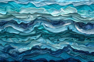 Obraz premium A blue and white quilt with a wave pattern generated by AI