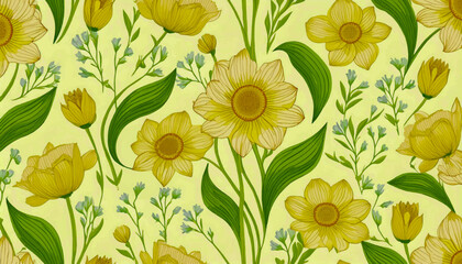 seamless background with yellow flowers