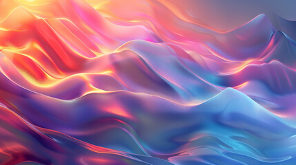 Obraz premium Background with abstract waves. Vibrant holographic chrome gradient. AI generative