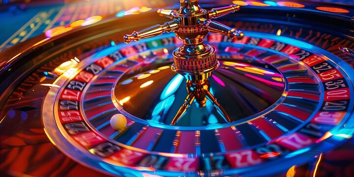 Vibrant Casino Roulette Table Glowing with Neon Lights