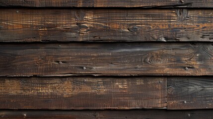 Obraz premium Brown wooden texture background with copy space for text ideal for wood finish material shop Natural banner featuring painted plank timber on wall suitable for loft or minimalistic indoor in