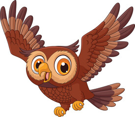 Illustration of cartoon owl flying