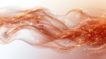 Fototapeta premium Flowing red and orange translucent waves with sparkling white lights, creating an ethereal and dynamic effect.