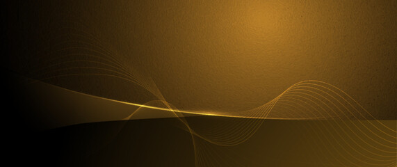 Fototapeta premium Bright gold wave, wavy line pattern. Vector illustration design. Abstract motion of curve lines, light shiny, glow effect. Element graphic design for technology banner template, wallpaper background