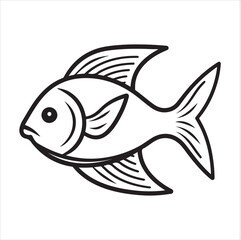 fish single Line Icon Vector Design outline
