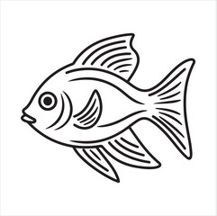 Naklejka premium fish single Line Icon Vector Design outline 