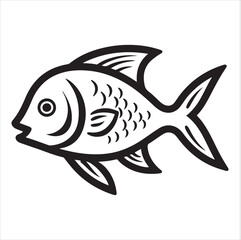 fish single Line Icon Vector Design outline
