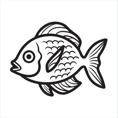 fish single Line Icon Vector Design outline
