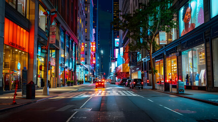 Fototapeta premium Aug 2 2023 Famous streets in midtown Manhattan NY Fashion district : Generative AI