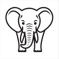 elephant single Line Icon Vector Design outline
