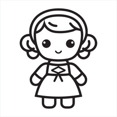 doll single Line Icon Vector Design outline

