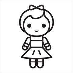 doll single Line Icon Vector Design outline

