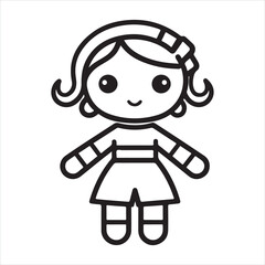 doll single Line Icon Vector Design outline
