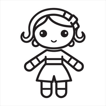 recommend clip art: doll single Line Icon Vector Design outline
                    