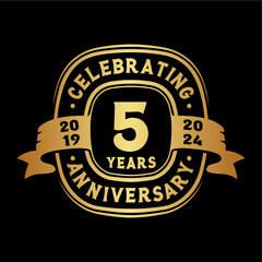 Fototapeta premium 5th Anniversary Celebration Logo Design Template. 5th Anniversary Vector and Illustration.