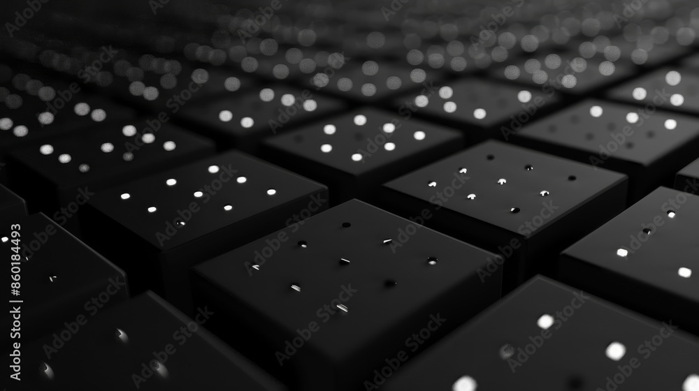 Poster 3d pattern square white and black line background poster with dots. geometric abstract inspiration s