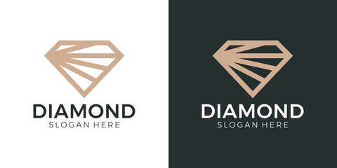 Naklejka premium Luxurious jewelry logo design template. Diamond logo with abstract geometric line model vector graphic design. Symbol, icon, creative.