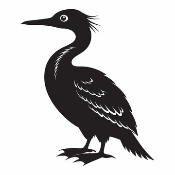 recommend clip art: cormorant silhouette isolated on black