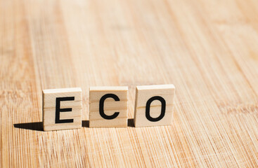 Eco word with wooden letters