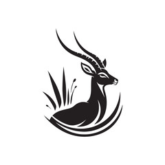 Obraz premium Beautiful antelope silhouette for creative projects - wildlife silhouette - antelope illustration - minimalistic antelope vector 